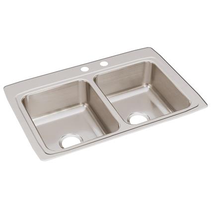 SS 33x22x8.1 Double Bowl Drop-in Sink