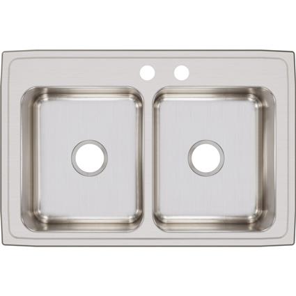 SS 33x22x8.1 Double Bowl Drop-in Sink