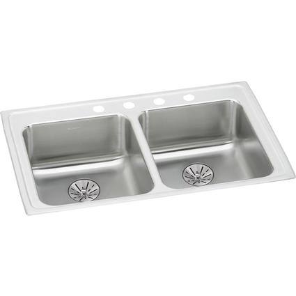SS 33x19.5x6.5 Dbl Drop-in Sink+PD