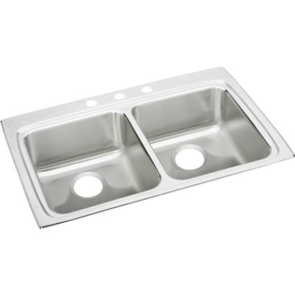 SS 33x22x6 Dbl Bowl Drop-in ADA Sink