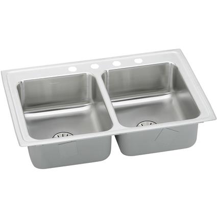 SS 29x18x6.5 Dbl Bowl Drop-in Sink+PD