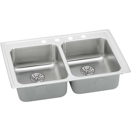 SS 33x19.5x6.5 Dbl Drop-in Sink+PD