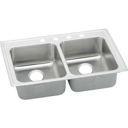 SS 33x21.2x5.5 Dbl Bowl Drop-in Sink