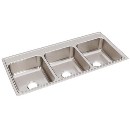 SS 46x22x7.6 Triple Bowl Drop-in Sink