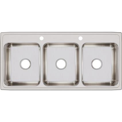 SS 46x22x7.6 Triple Bowl Drop-in Sink