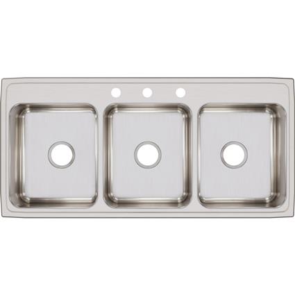 SS 46x22x7.6 Triple Bowl Drop-in Sink