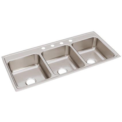 SS 46x22x7.6 Triple Bowl Drop-in Sink