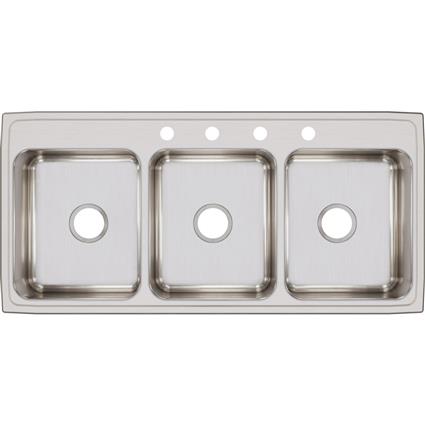 SS 46x22x7.6 Triple Bowl Drop-in Sink