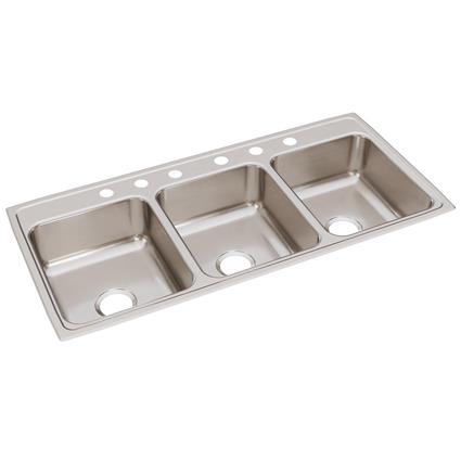 SS 46x22x7.6 Triple Bowl Drop-in Sink