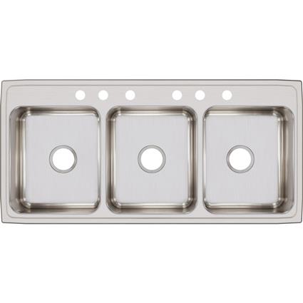 SS 46x22x7.6 Triple Bowl Drop-in Sink