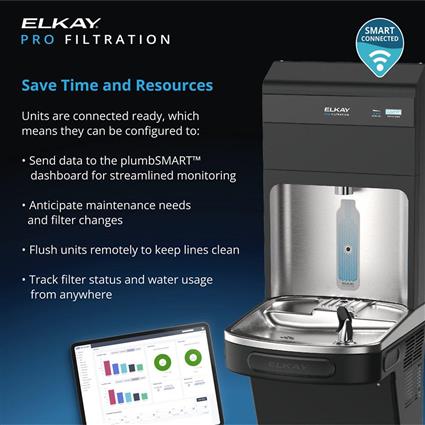 Elkay Pro Filtration® Bottle Filling Station & Single ADA Cooler Refrigerated Ultra-Capacity Lead Reduction
