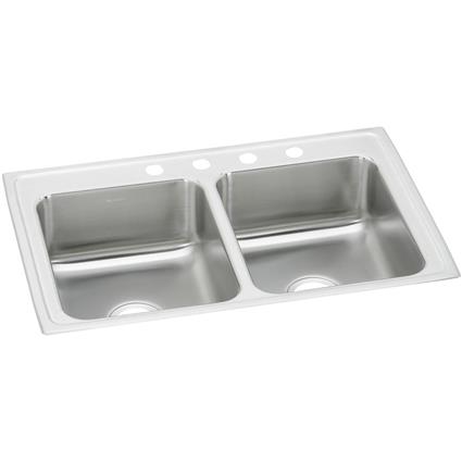 SS 33x19.5x7.1 Dbl Bowl Drop-in Sink