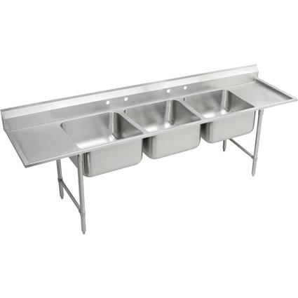 SS 97.25"x29.75"x14" Floor Triple Sink