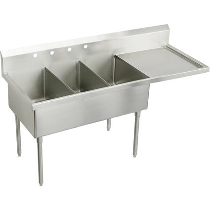 SS 70-1/2"x27-1/2"x14" Floor Triple Sink