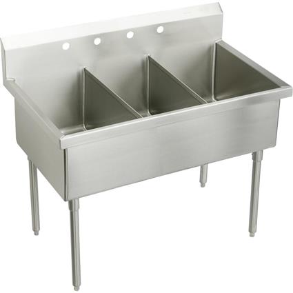 SS 63"x27-1/2"x14" Floor Triple Sink