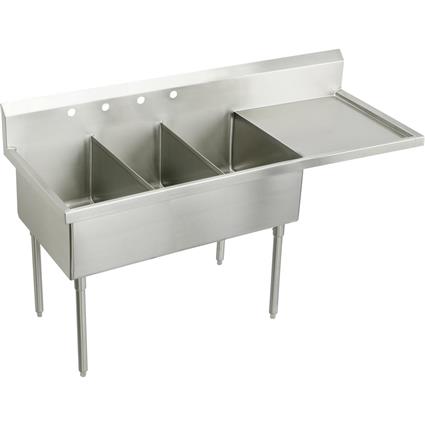 SS 97-1/2"x27-1/2"x14" Floor Triple Sink