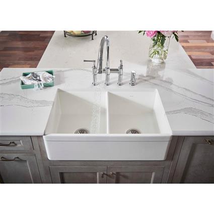 FClay 33x19.9x10.1 Dbl Apron Sink White