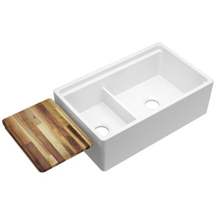 Fireclay 33x20x10.1 Dbl Apron Sink White