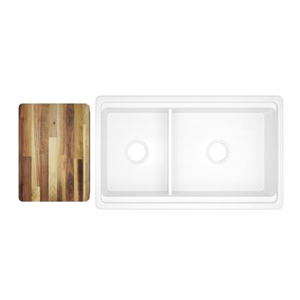 Fireclay 33x20x10.1 Dbl Apron Sink White